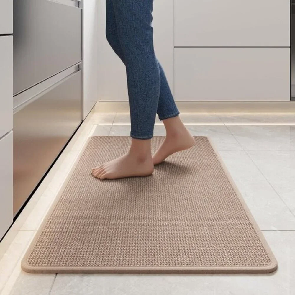 New 17 x 30In Non-Slip Kitchen Rug, Washable Absorbent Brown Floor Mat for Home